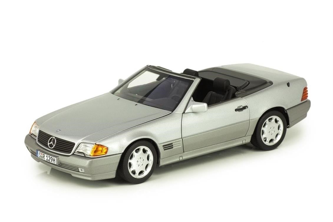 Norev B66040656 1/18 Ölçek, Mercedes Benz 500 SL (R129) Roadster 1989-1995, Brilliant Silver Metallic, Sergilemeye Hazır Metal