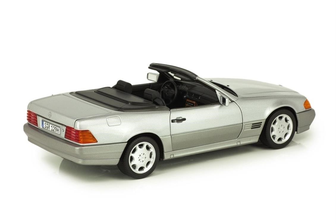 Norev B66040656 1/18 Ölçek, Mercedes Benz 500 SL (R129) Roadster 1989-1995, Brilliant Silver Metallic, Sergilemeye Hazır Metal
