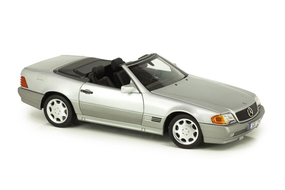 Norev B66040656 1/18 Ölçek, Mercedes Benz 500 SL (R129) Roadster 1989-1995, Brilliant Silver Metallic, Sergilemeye Hazır Metal