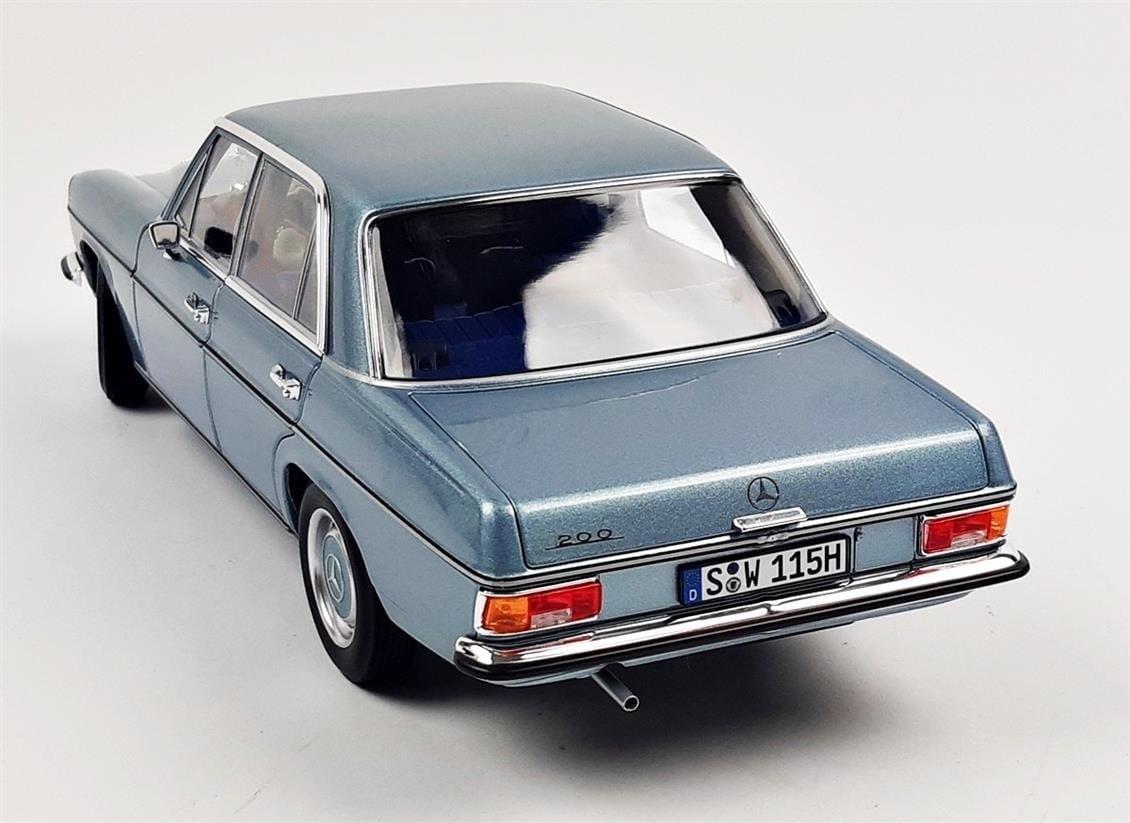 Norev B66040666 1/18 Ölçek, Mercedes Benz 200 (W114) 1973, Grey Blue, Sergilemeye Hazır Metal Araba Modeli