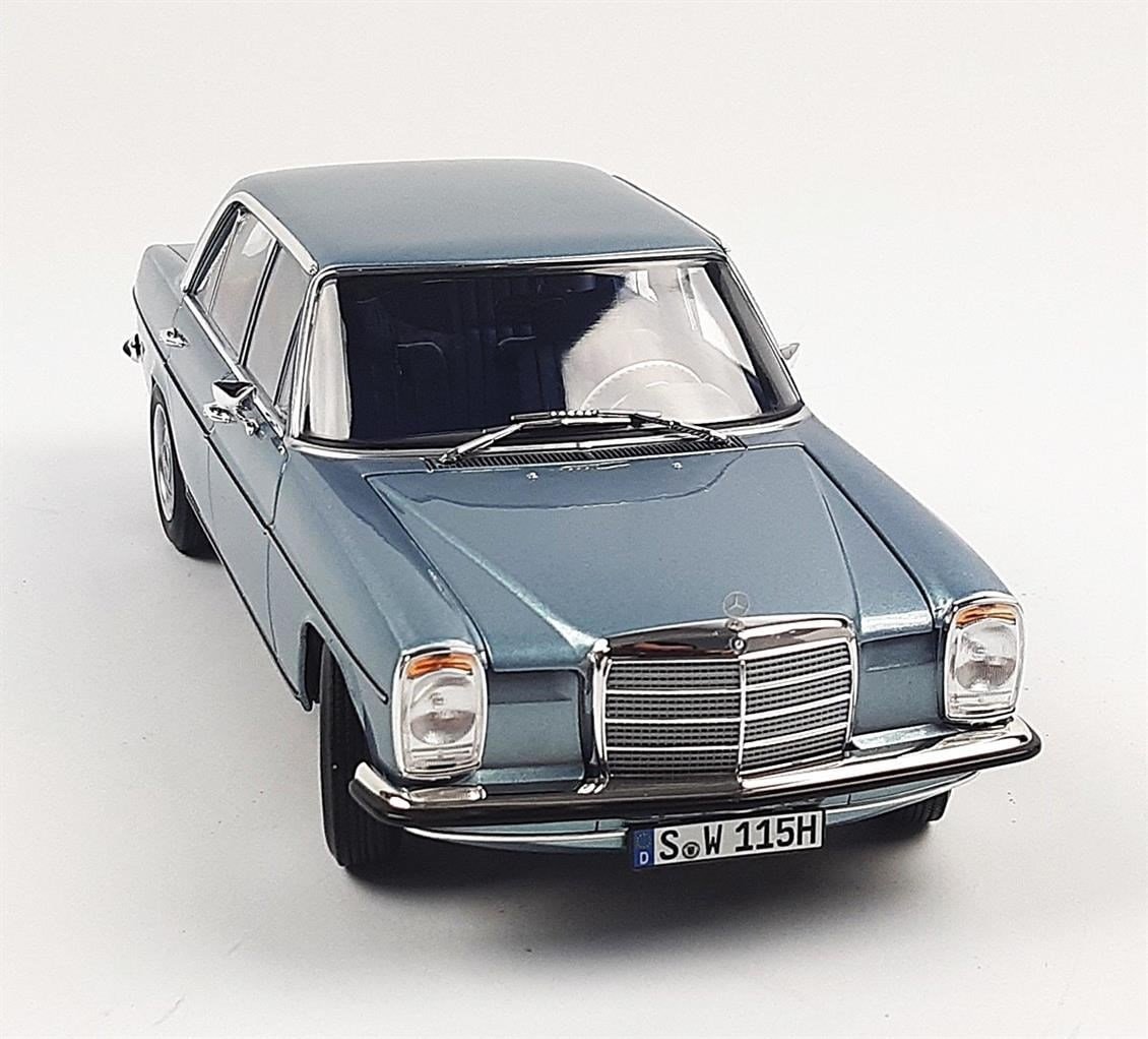 Norev B66040666 1/18 Ölçek, Mercedes Benz 200 (W114) 1973, Grey Blue, Sergilemeye Hazır Metal Araba Modeli