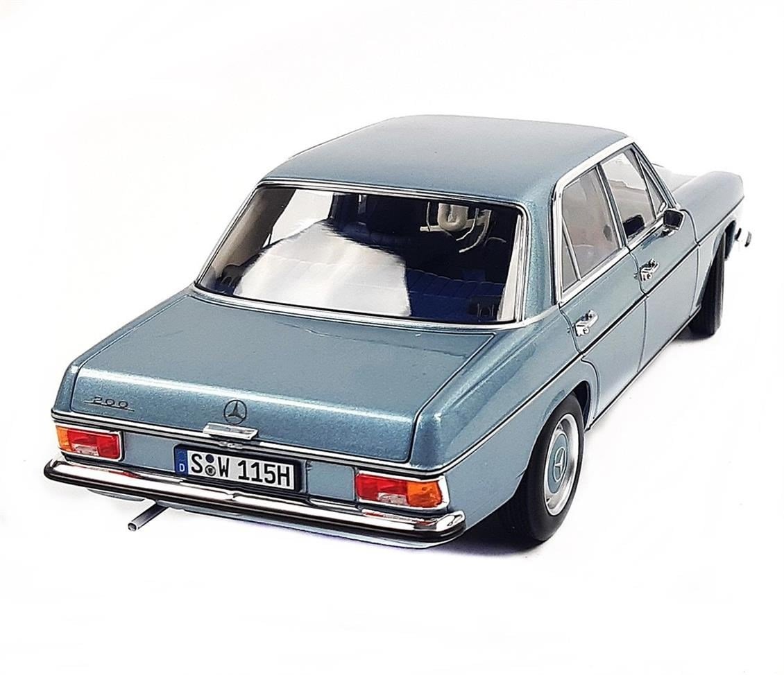 Norev B66040666 1/18 Ölçek, Mercedes Benz 200 (W114) 1973, Grey Blue, Sergilemeye Hazır Metal Araba Modeli