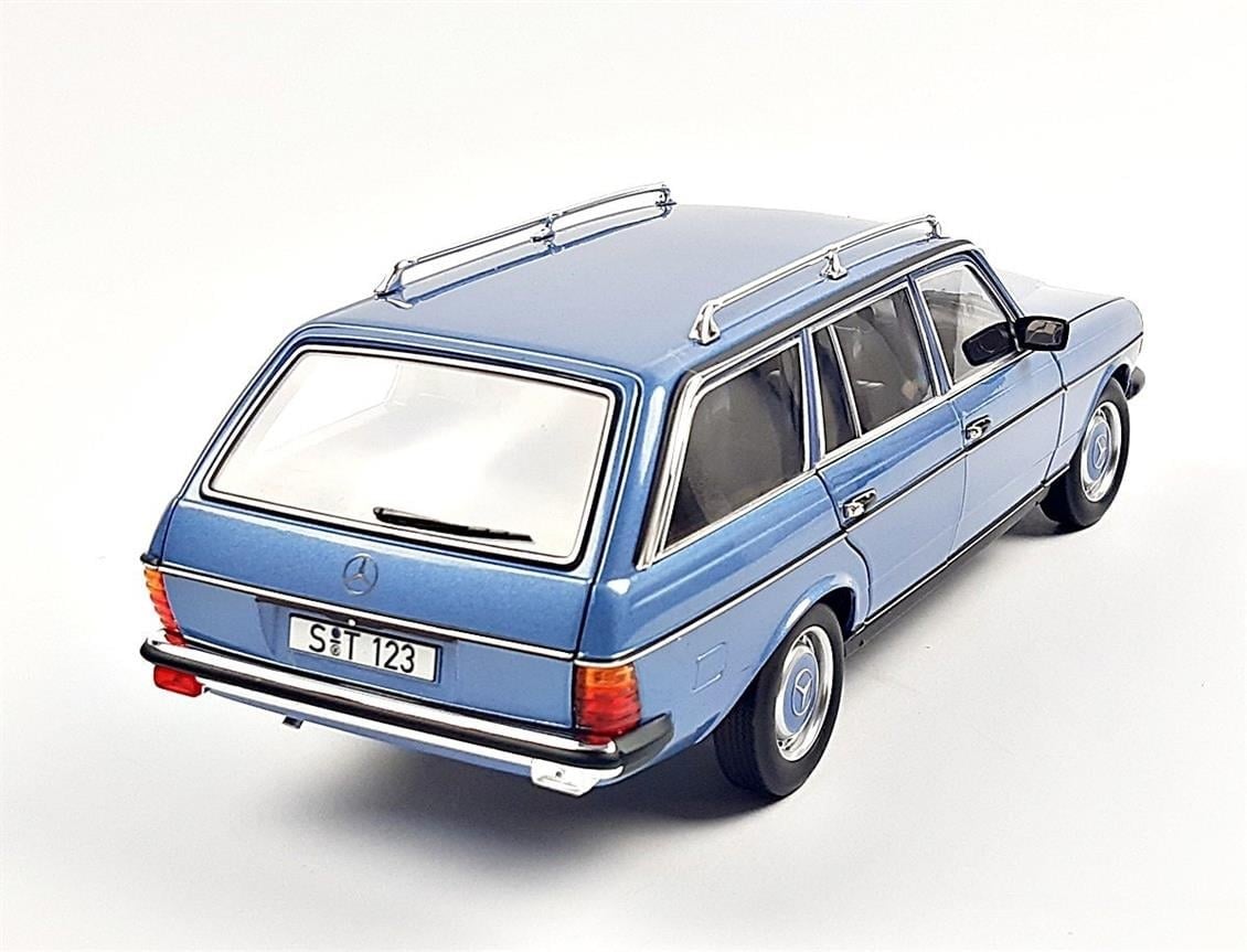 Norev B66040671 1/18 Ölçek, Mercedes Benz E Class 200 TE Station Wagon T-Model (W123) 1982, Diamond Blue, Sergilemeye Hazır Met
