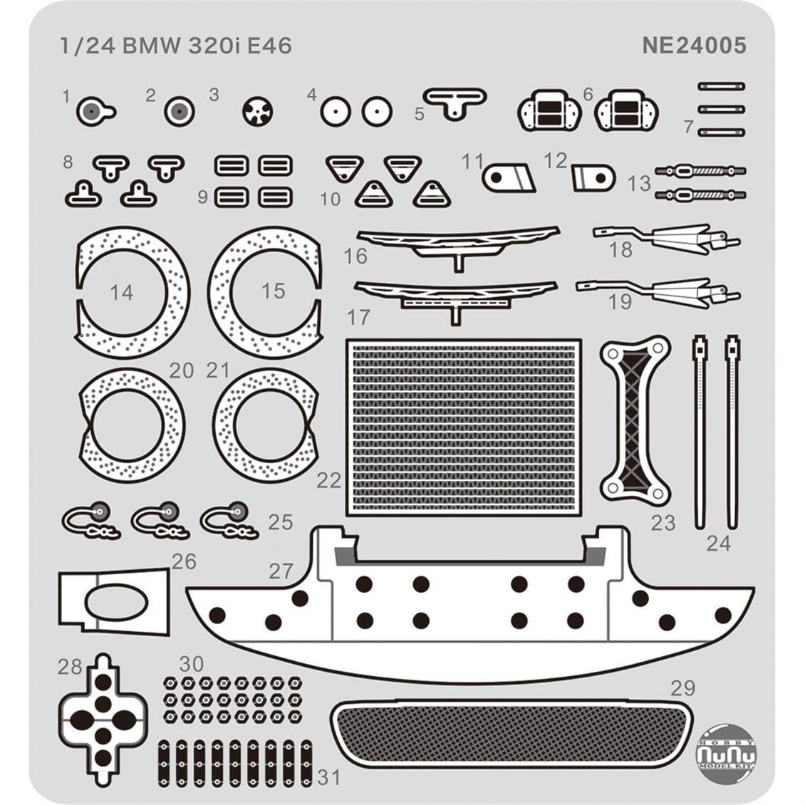 Nunu NE24005 1/24 Ölçek, Detay Seti (for Bmw 320i E46 Super Production DTCC 2002 Winner), Model Detay Kiti
