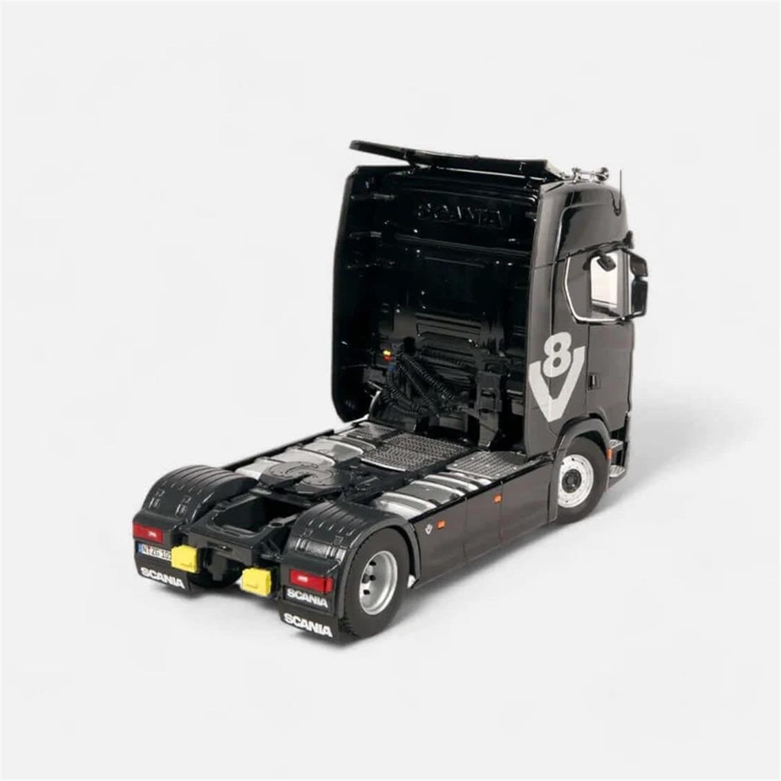 NZG 1019/51 1/18 Ölçek, Scania V8 730S Çekici (Siyah), Sergilemeye Hazır Metal Model