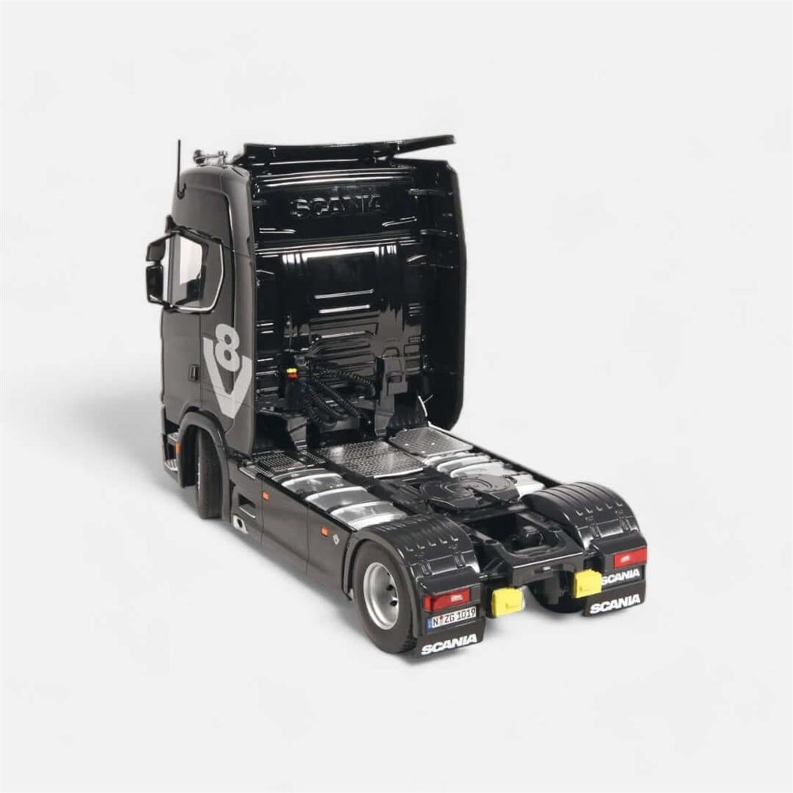 NZG 1019/51 1/18 Ölçek, Scania V8 730S Çekici (Siyah), Sergilemeye Hazır Metal Model
