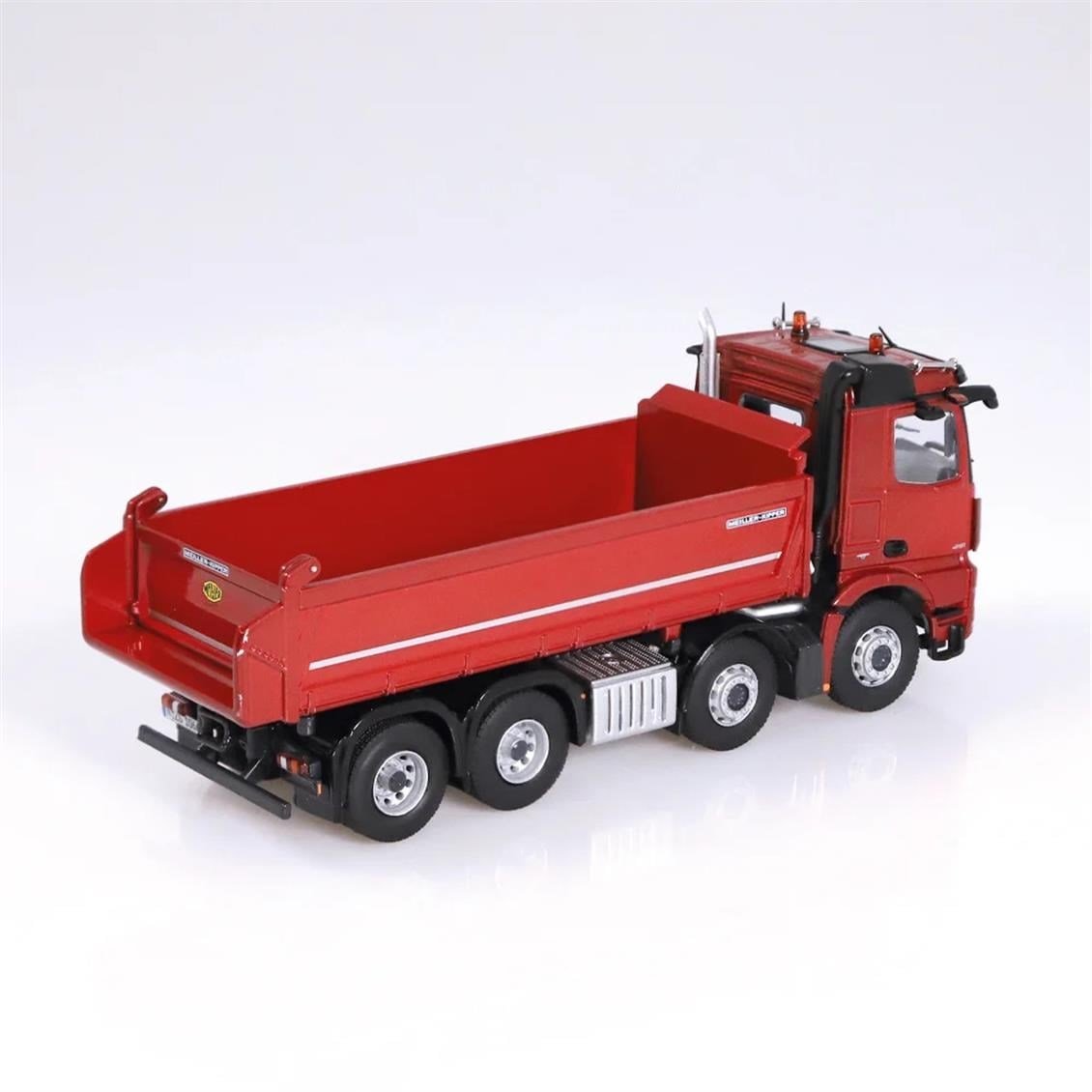 NZG 1066/10 1/50 Ölçek, Mercedes-Benz Arocs 8x4 Damperli Kamyon, Kırmızı, Sergilemeye Hazır Metal Model