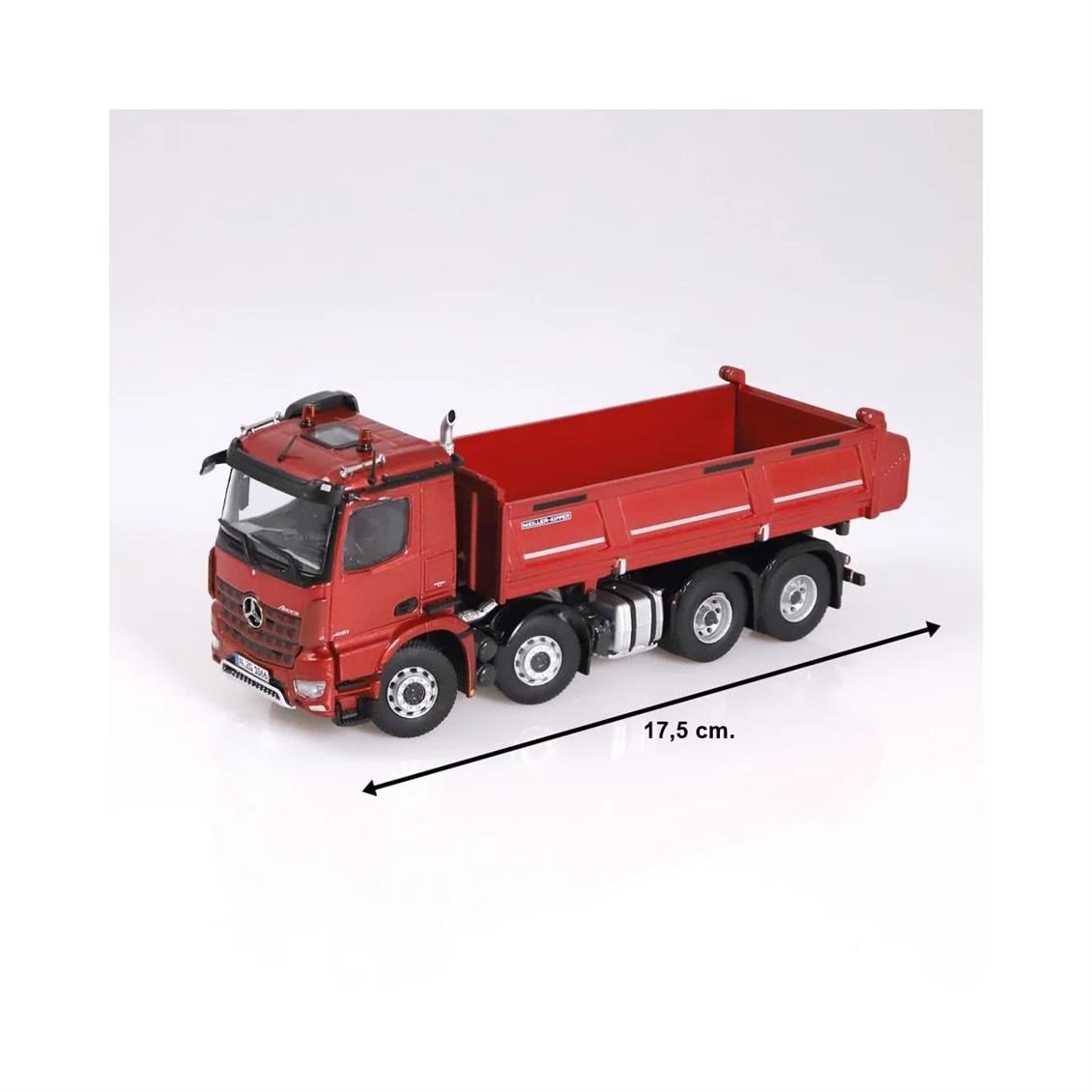 NZG 1066/10 1/50 Ölçek, Mercedes-Benz Arocs 8x4 Damperli Kamyon, Kırmızı, Sergilemeye Hazır Metal Model
