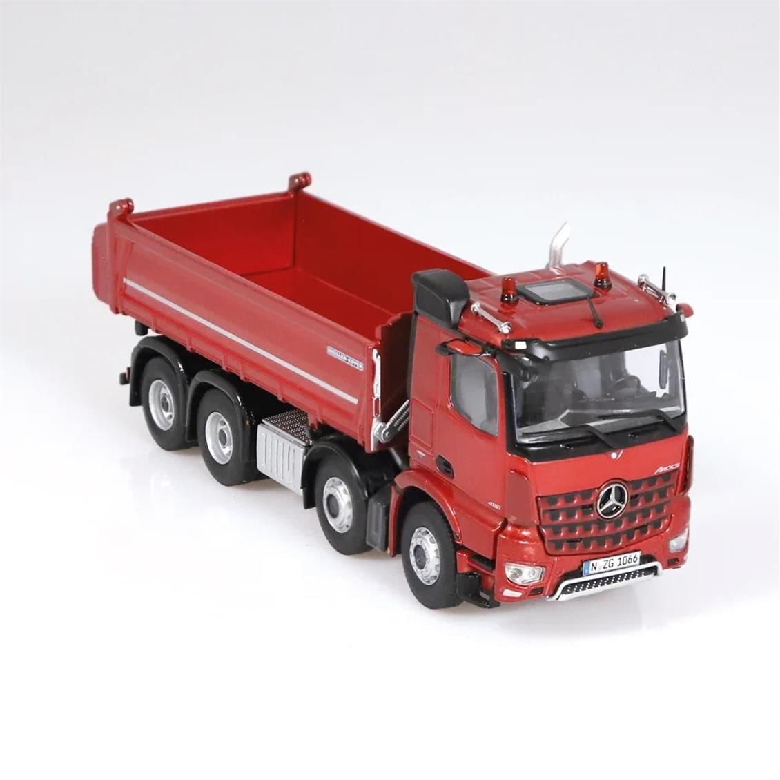 NZG 1066/10 1/50 Ölçek, Mercedes-Benz Arocs 8x4 Damperli Kamyon, Kırmızı, Sergilemeye Hazır Metal Model