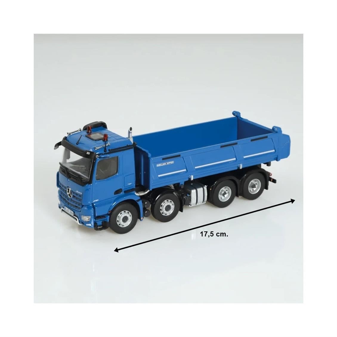 NZG 1066/20 1/50 Ölçek, Mercedes-Benz Arocs 8x4 Damperli Kamyon, Mavi, Sergilemeye Hazır Metal Model