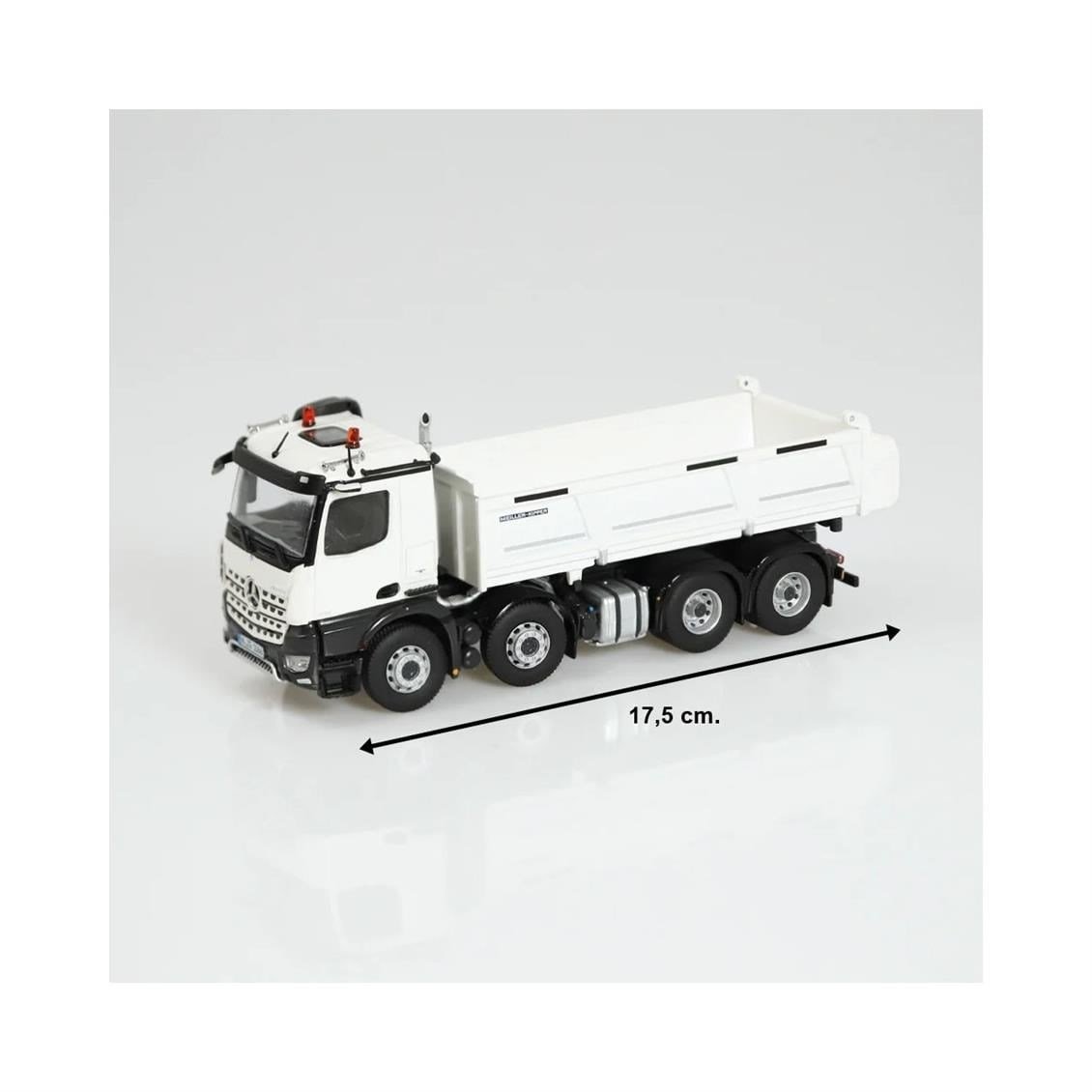 NZG 1066/40 1/50 Ölçek, Mercedes-Benz Arocs 8x4 Damperli Kamyon, Beyaz, Sergilemeye Hazır Metal Model