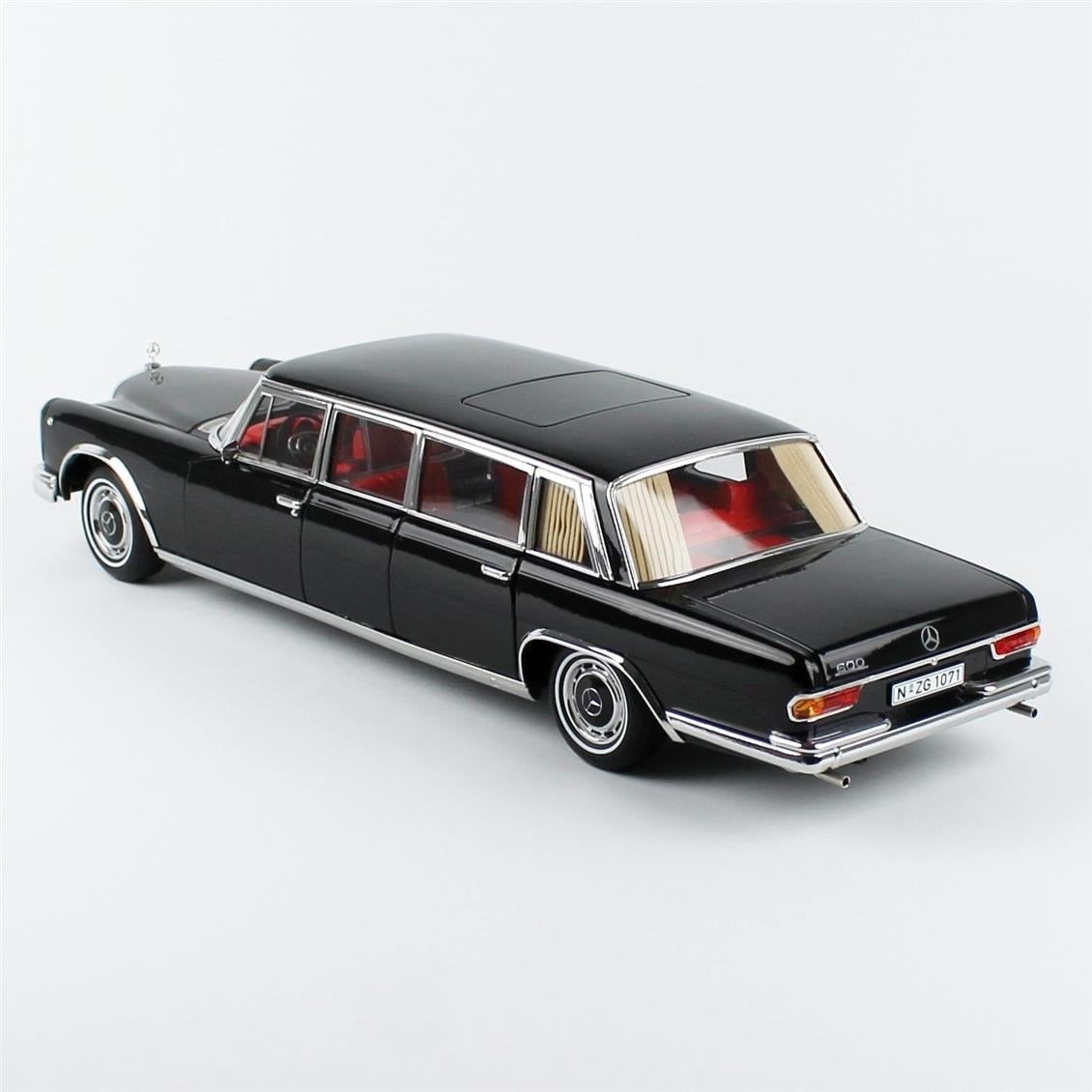 NZG 10710050 1/18 Ölçek, Mercedes-Benz 600 Pullman, Siyah, Sergilemeye Hazır Metal Model