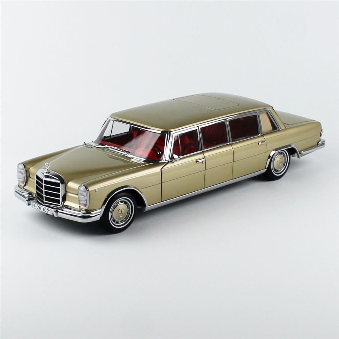 NZG 10710066 1/18 Ölçek, Mercedes-Benz 600 Pullman, Bej, Sergilemeye Hazır Metal Model