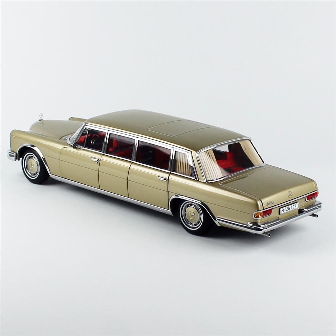 NZG 10710066 1/18 Ölçek, Mercedes-Benz 600 Pullman, Bej, Sergilemeye Hazır Metal Model