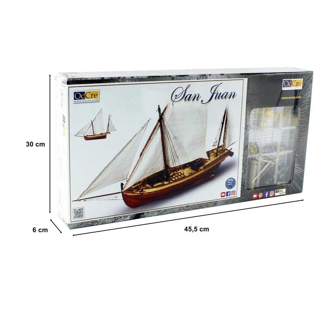 Occre 12001 1/70 Ölçek, San Juan, 69 cm. Yelkenli YükTeknesi, Ahşap Model Kiti