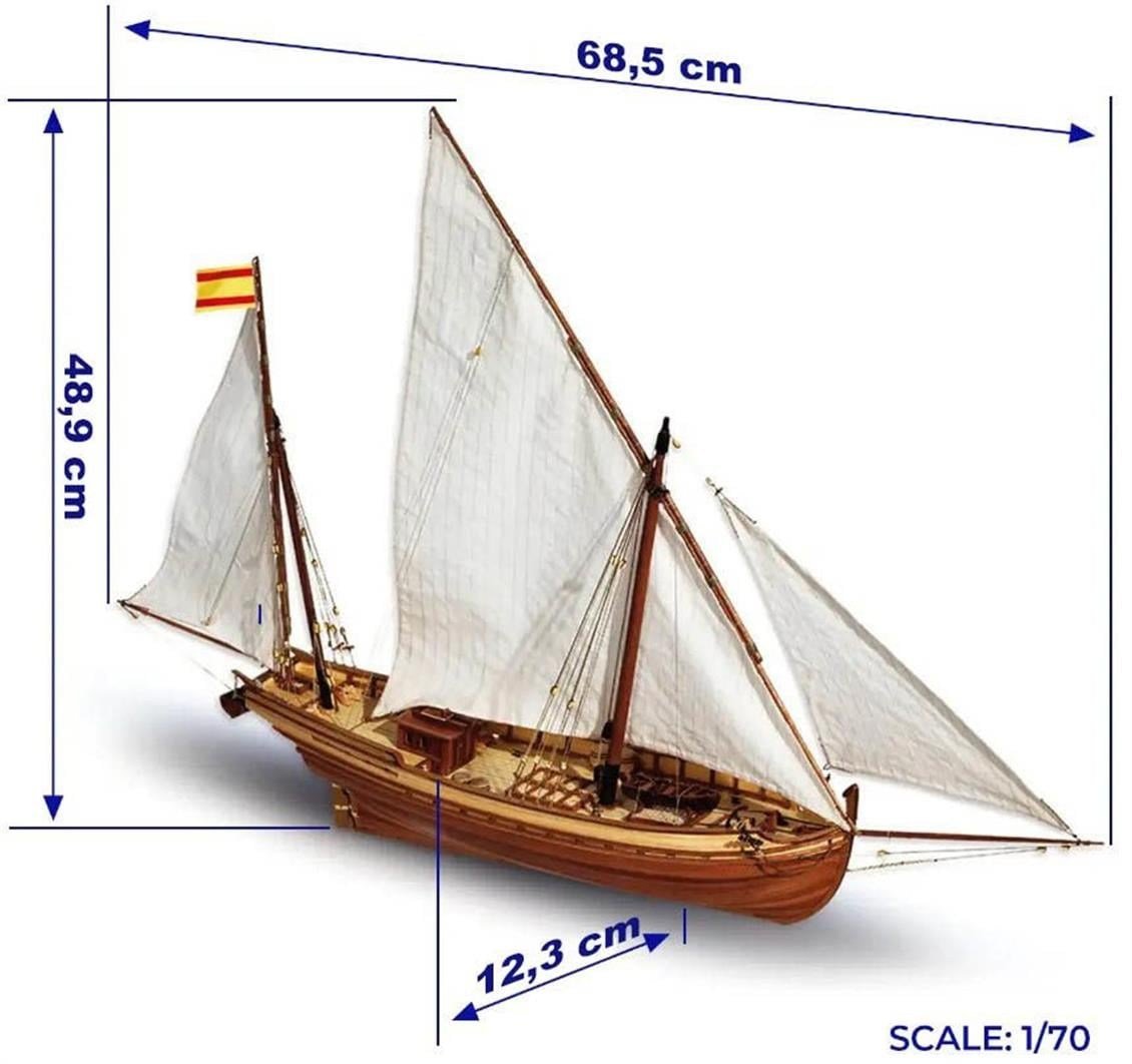 Occre 12001 1/70 Ölçek, San Juan, 69 cm. Yelkenli YükTeknesi, Ahşap Model Kiti