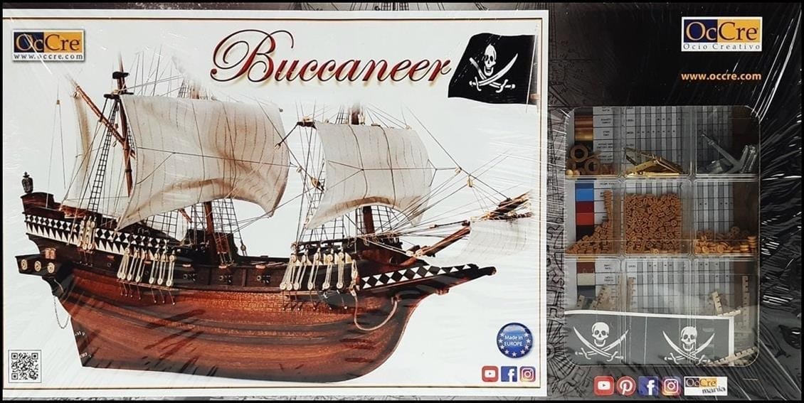 Occre 12002 1/100 Ölçek, Buccaneer, 57 cm. Yelkenli Korsan Gemisi, Ahşap Model Kiti