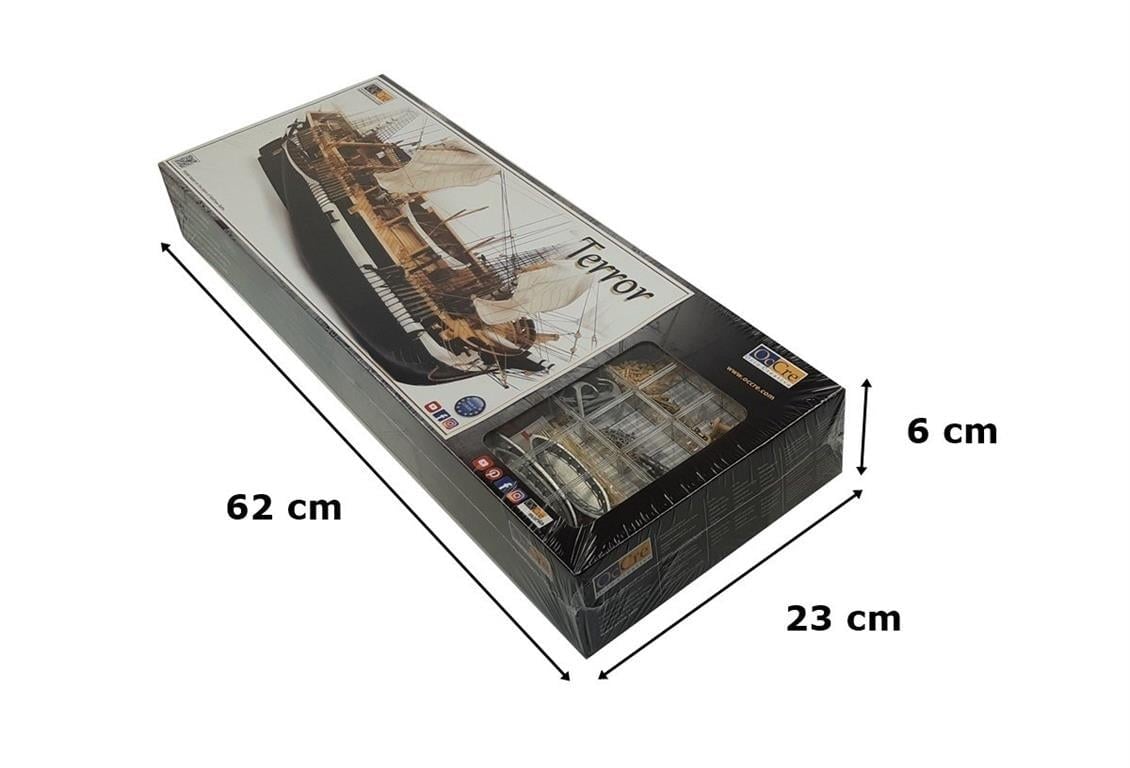 Occre 12004 1/75 Ölçek, HMS Terror, 68 cm. Yelkenli ve Buharlı İngiliz Keşif Gemisi, Ahşap Model Kiti