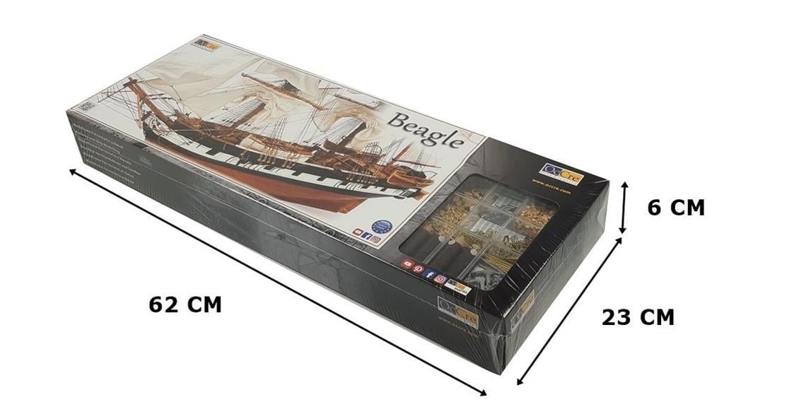 Occre 12005 1/60 Ölçek, Beagle, 72 cm. Yelkenli İngiliz Keşif Gemisi, Ahşap Model Kiti