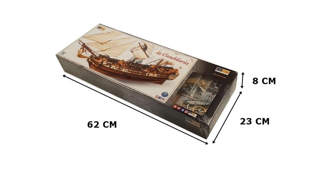 Occre 13000 1/85 Ölçek, La Candelaria, 70 cm. Yelkenli Akdeniz Bomba Gemisi, Ahşap Model Kiti