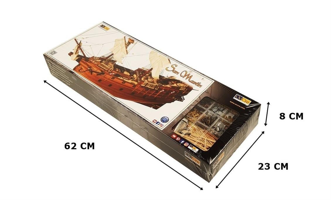Occre 13601 1/90 Ölçek, San Martin, 66 cm. Yelkenli İspanyol Kalyonu, Ahşap Model Kiti