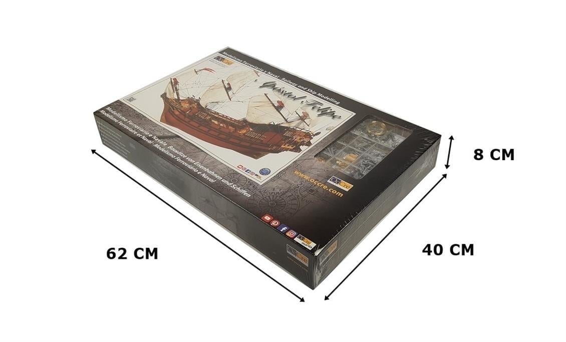 Occre 14000 1/60 Ölçek, Apostol Felipe, 79 cm. Yelkenli İspanyol Hazine Kalyonu, Ahşap Model Kiti