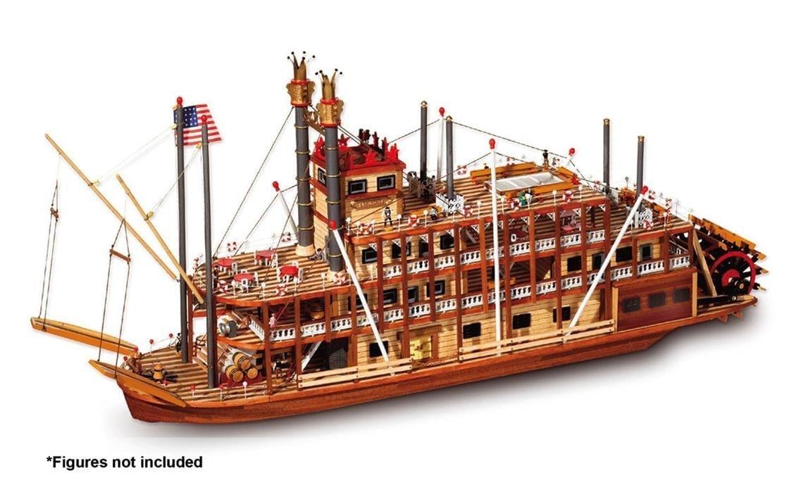 Occre 14003 1/80 Ölçek, Mississippi, 74 cm. Buharlı Amerikan Nehir Gemisi, Ahşap Model Kiti