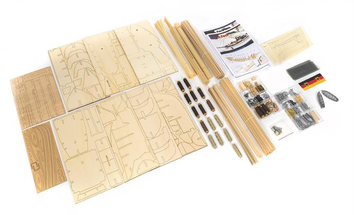 Occre 15003 1/95 Ölçek, Gorch Fock, 95 cm. Yelkenli Alman Askeri Eğitim Teknesi, Ahşap Model Kiti