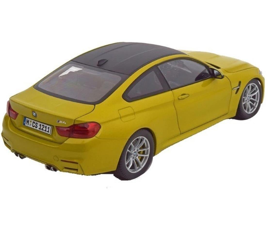 Paragon 97103 1/18 Ölçek, BMW M4 Coupe Austin Yellow Sergilemeye Hazır Metal Araba Modeli