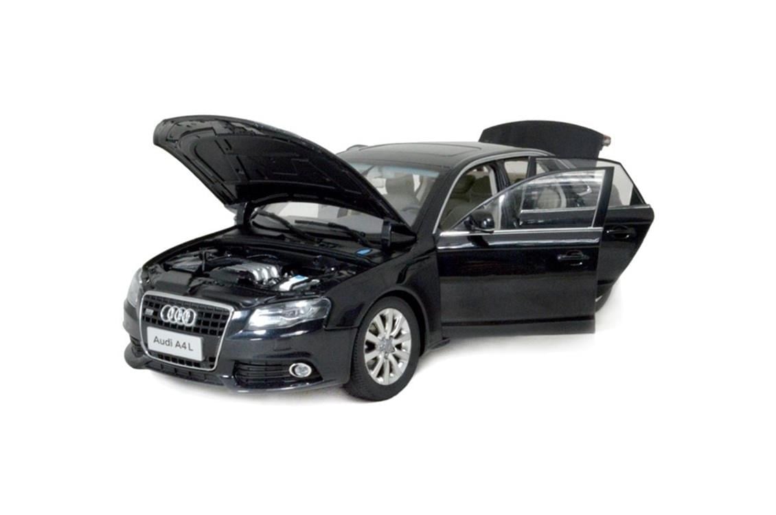 Paudi Model 2234BK 1/18 Ölçek, 2011 Audi A4 L, Siyah, Sergilemeye Hazır Metal Araba Modeli