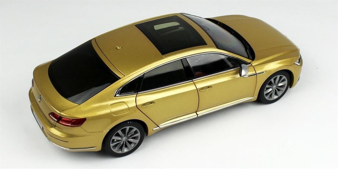 Paudi Model 2570GL 1/18 Ölçek, 2018 Volkwagen CC Arteon, Altın, Sergilemeye Hazır Metal Araba Modeli