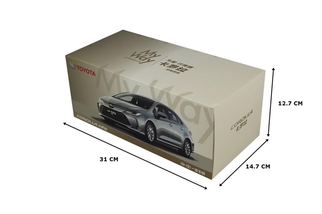 Paudi Model 2590W 1/18 Ölçek, 2019 Toyota Corolla, Beyaz, Sergilemeye Hazır Metal Araba Modeli