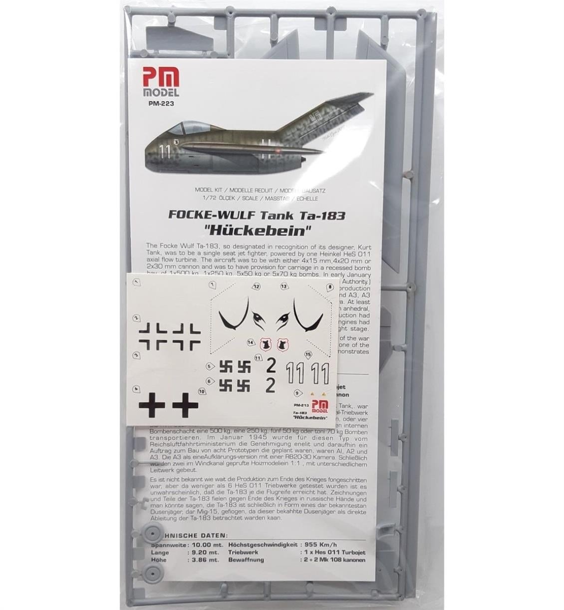 PM Model 213 1/72 Ölçek, TA-183 Focke Wolf Savaş Uçağı, Plastik Model kiti