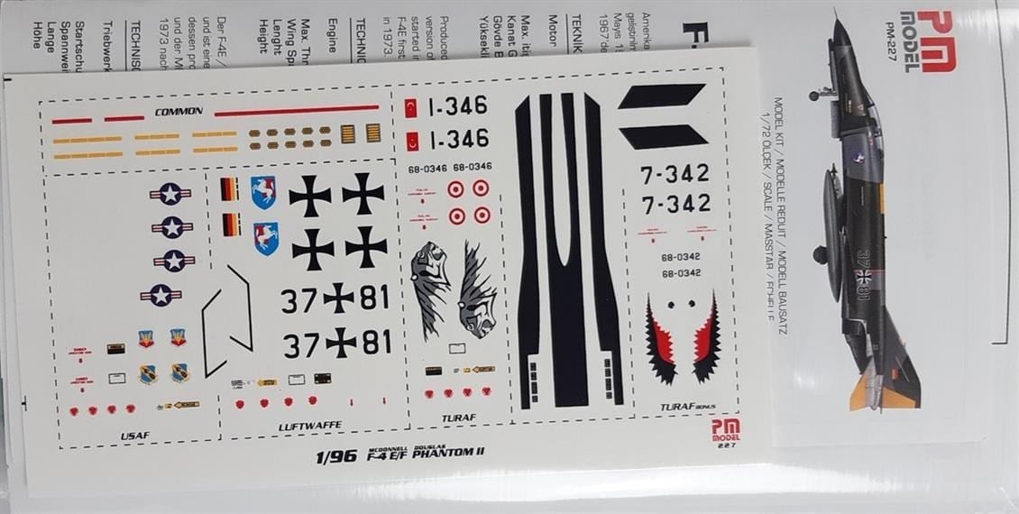 PM Model 226 1/18 Ölçek, F-4E/F Phantom II Avcı-Bombardıman Uçağı, Plastik Model kiti
