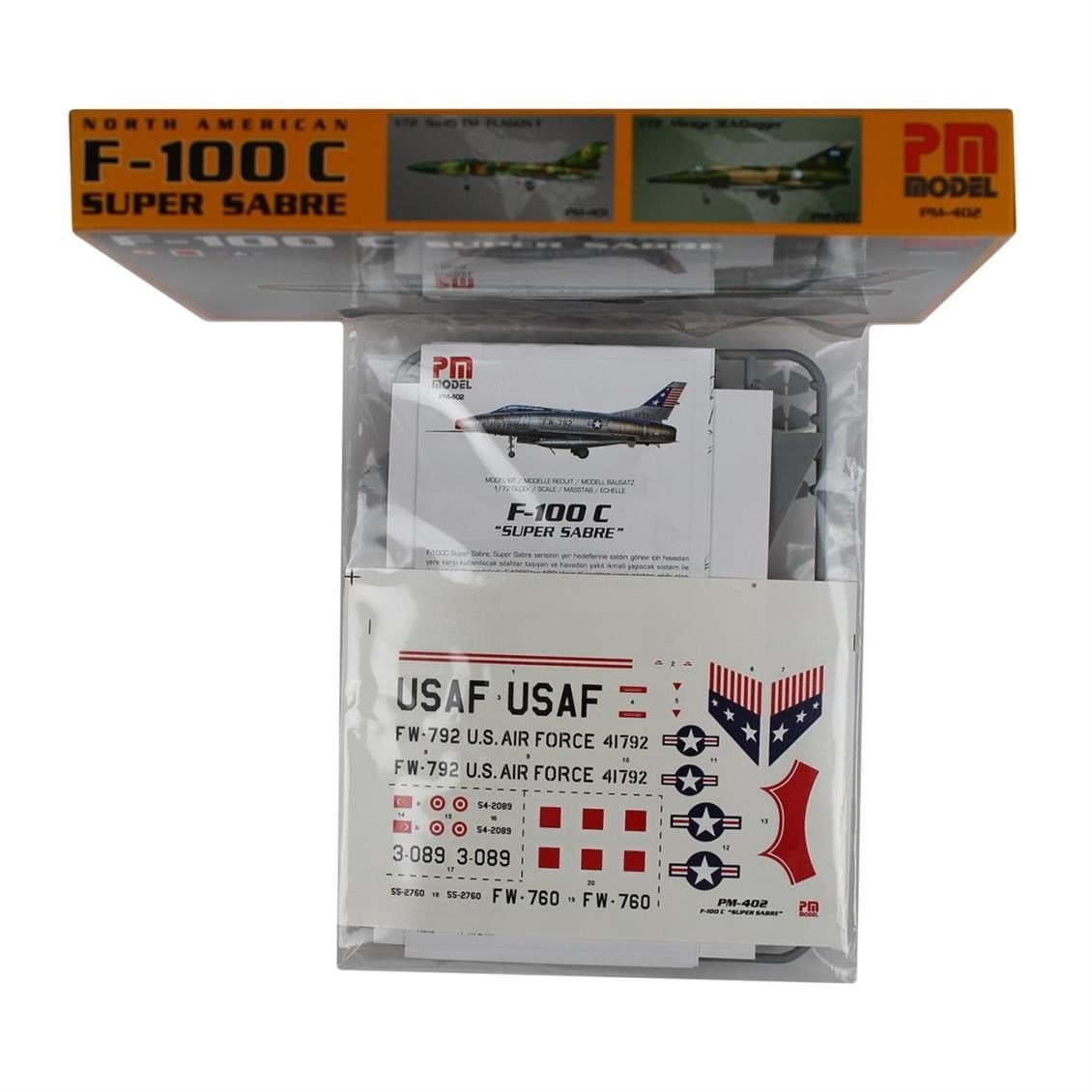 PM Model 402 1/72 Ölçek, North American F-100 C Super Sabre Avcı-Bombardıman Uçağı, Plastik Model kiti