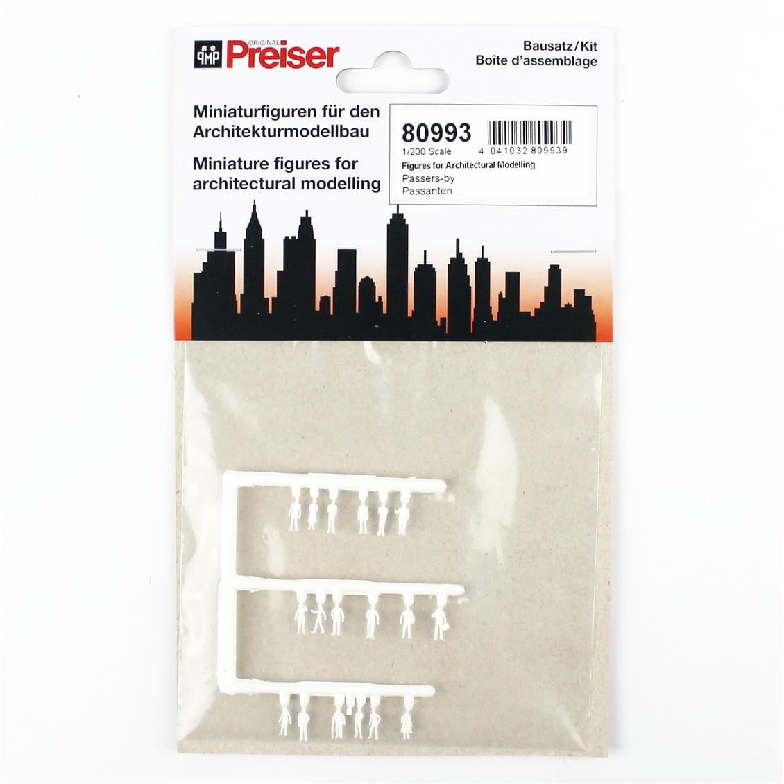 Preiser 80993 1/200 Ölçek, Ayakta Duran Yolcular, Boyasız Plastik Figürleri, 18 Adet