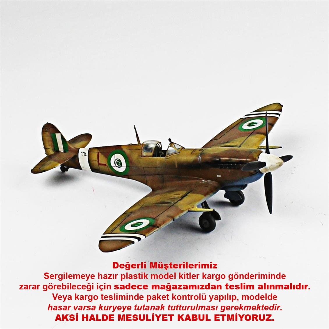 QD027 1/48 Spitfire Mk.V Sergilemeye Hazır Plastik Uçak Modeli