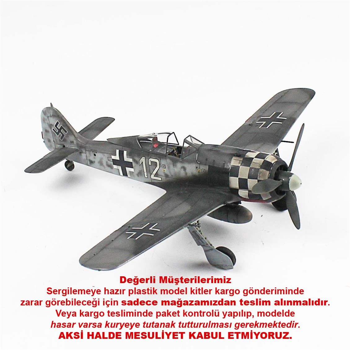 QD031 1/48 Focke-Wulf 190 F-8 Sergilemeye Hazır Plastik Uçak Modeli