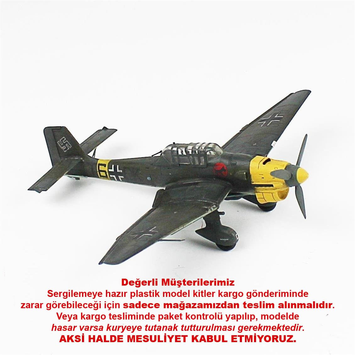 QD039 1/72 Stuka Sergilemeye Hazır Plastik Uçak Modeli