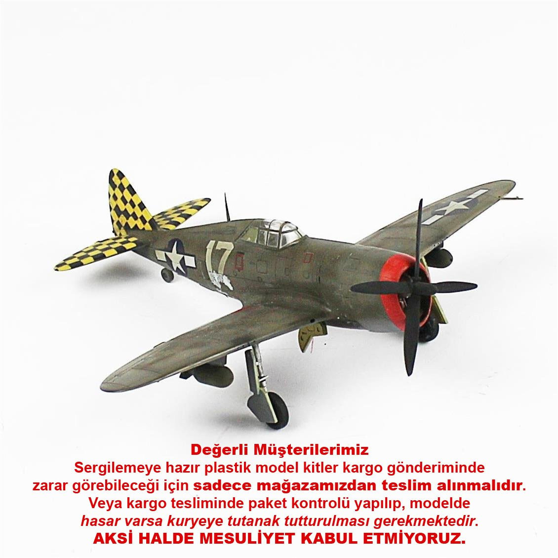 QD042 1/72 P-47D Razorback Sergilemeye Hazır Plastik Uçak Modeli