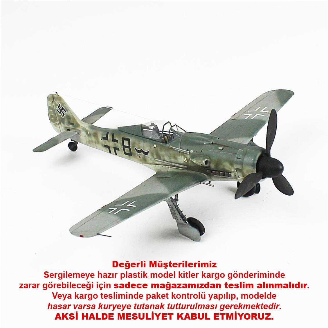 QD044 1/48 Focke-Wulf 190 D Sergilemeye Hazır Plastik Uçak Modeli