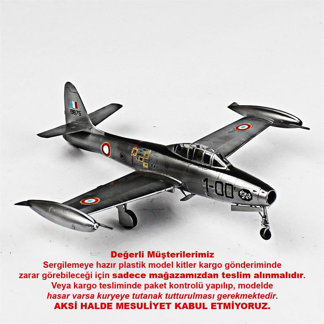 QD058 1/72 F-84G Thunderjet Sergilemeye Hazır Plastik Uçak Modeli