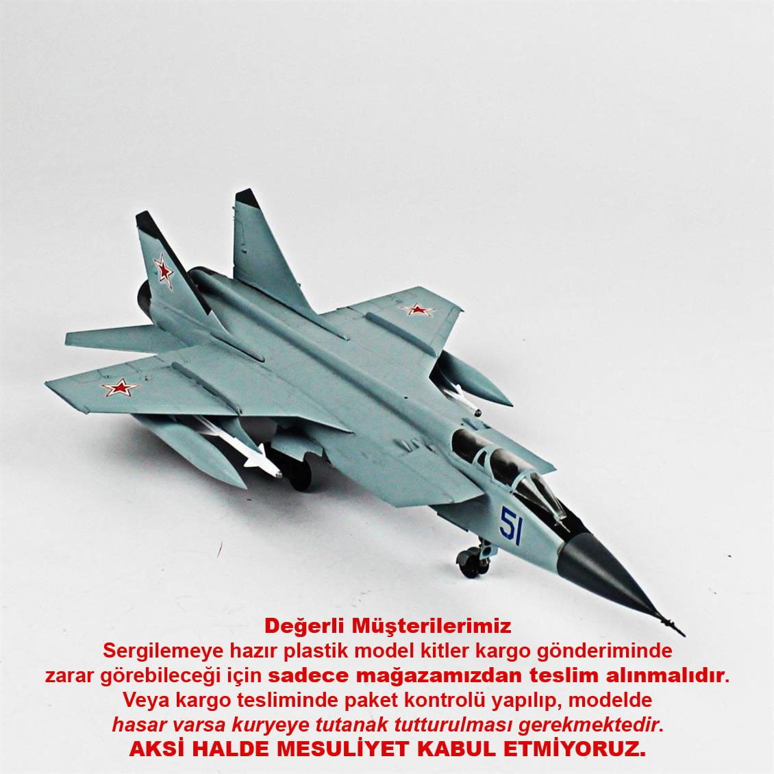 QD070 1/72 MIG-31 BS Foxhound Sergilemeye Hazır Plastik Uçak Modeli