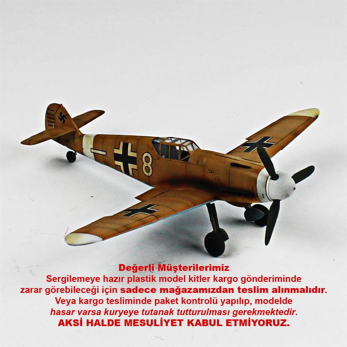 QD078 1/48 Ölçek, Messerschmitt Bf 109 G-2 Sergilemeye Hazır Plastik Uçak Maketi