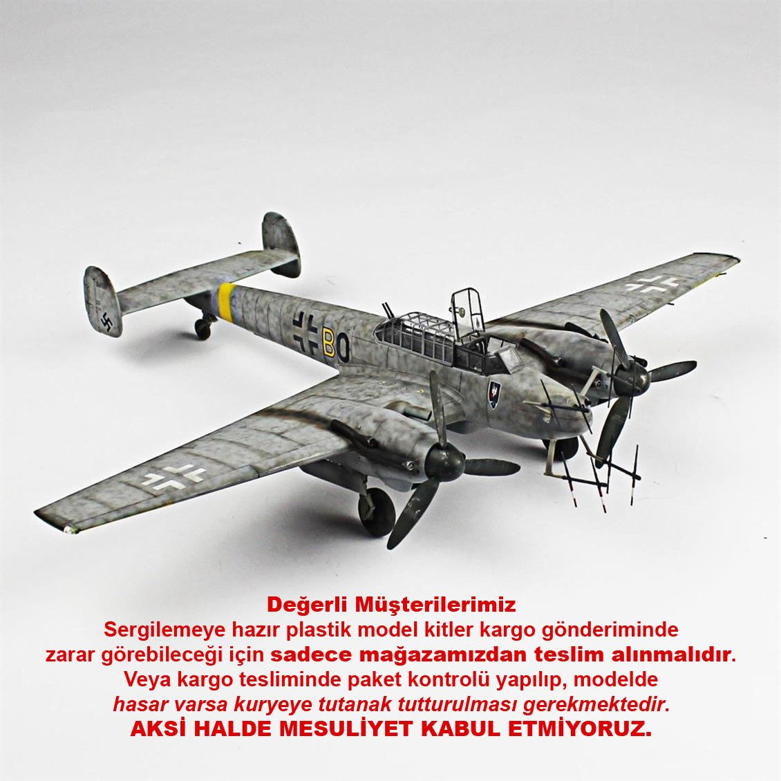 QD097 1/48 Messerschmitt Bf 110 G Sergilemeye Hazır Plastik Uçak Modeli