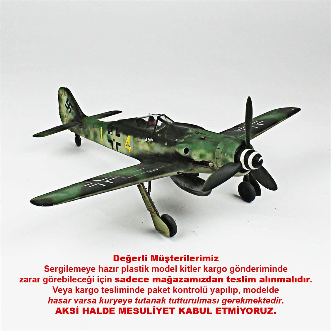 QD106 1/32 Focke-Wulf 190 D Sergilemeye Hazır Plastik Uçak Modeli