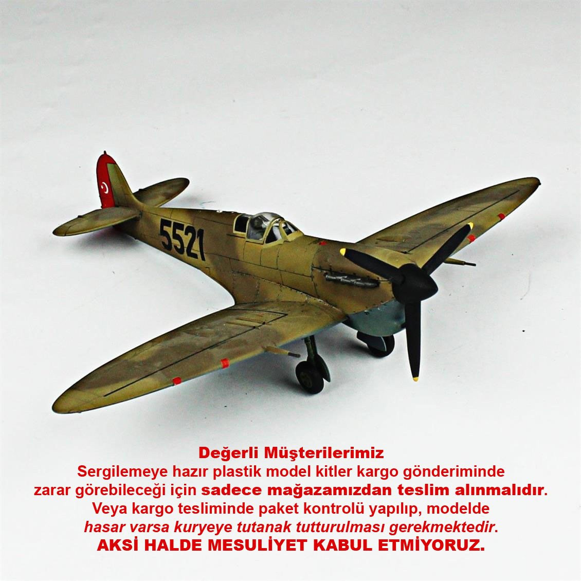 QD114 1/48 Spitfire Mk.V Sergilemeye Hazır Plastik Uçak Modeli