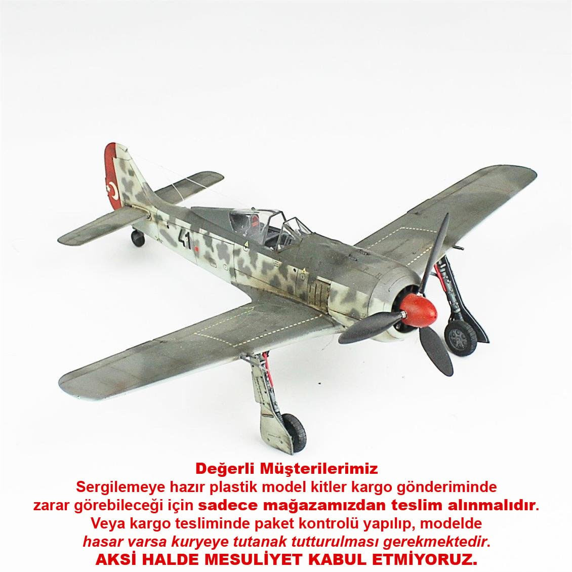 QD117 1/48 Focke-Wulf 190 A-3 Sergilemeye Hazır Plastik Uçak Modeli