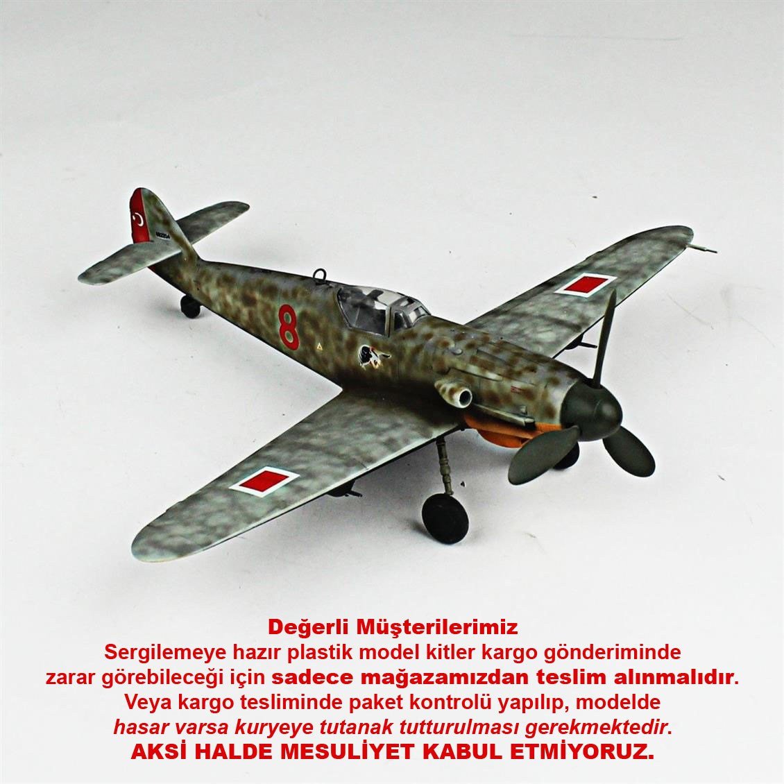 QD120 1/72 Messerschmitt Bf 190 F-Whiff Sergilemeye Hazır Plastik Uçak Modeli