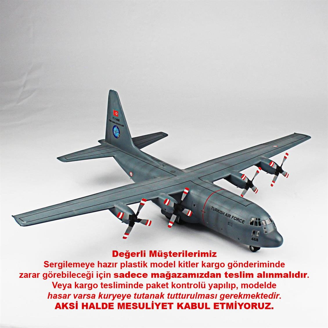 QD140 1/144 C-130 B Hercules Sergilemeye Hazır Plastik Uçak Modeli